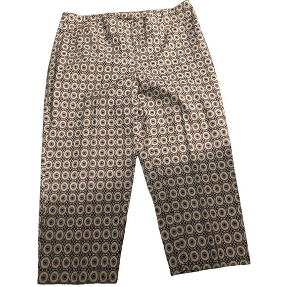 Valerie Stevens Geometric Print Capri Pants, Navy, Plus Size 18W, Women's - Picture 2 of 5